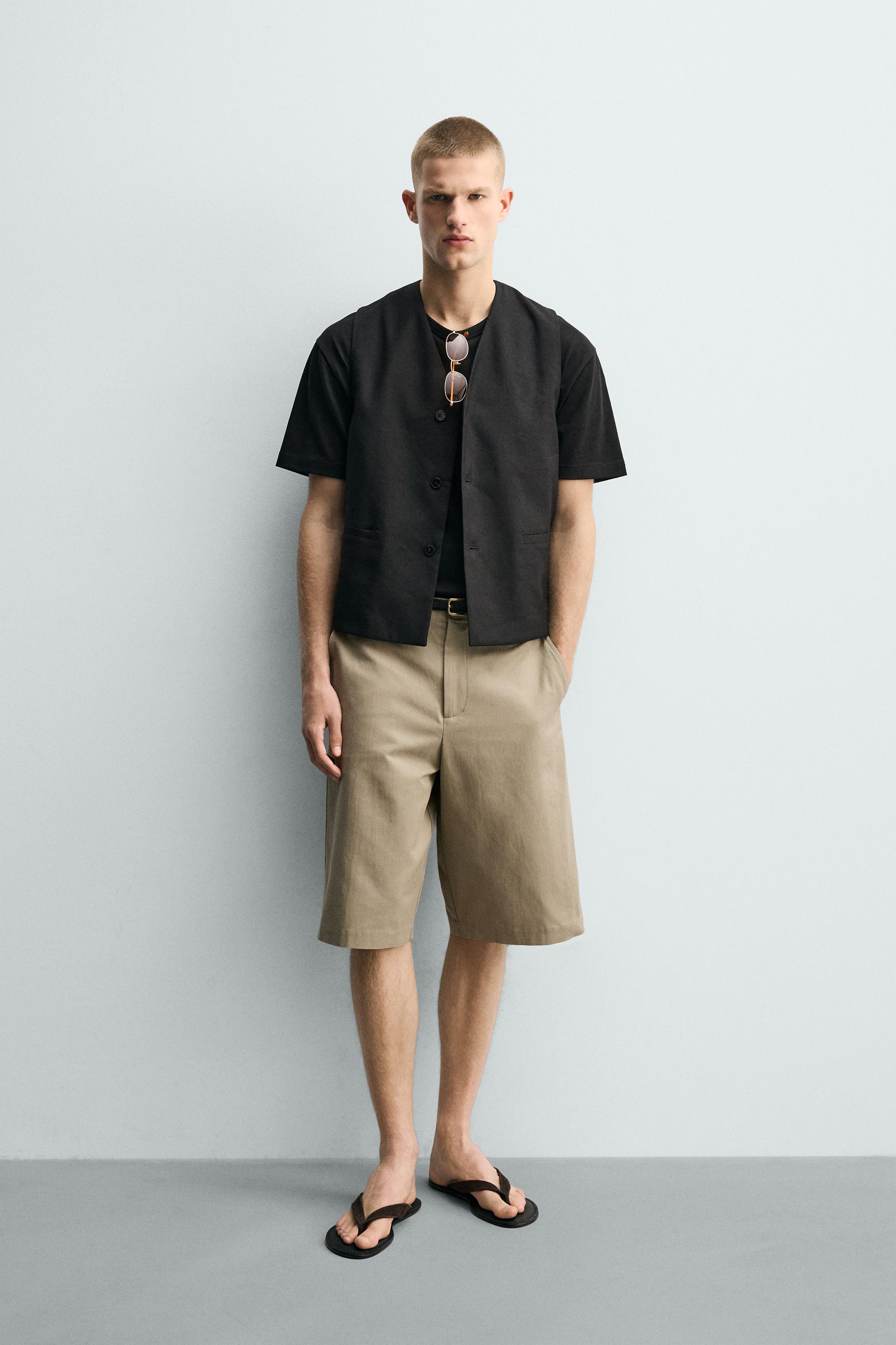 RELAXED FIT COTTON-LINEN SHORTS